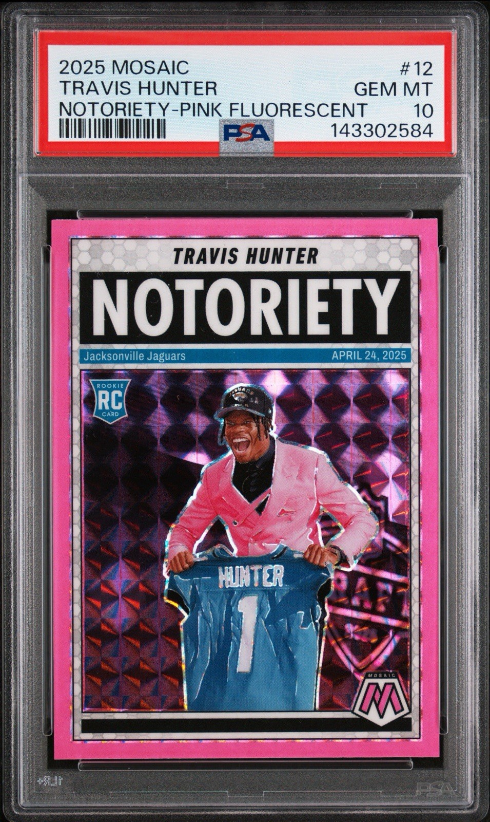 Travis Hunter Panini Mosaic Notoriety #12 Pink Fluorescent
