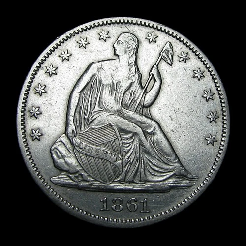 1861 Seated Liberty Half Dollar Silver ---- Nice Details Coin --- #PP563