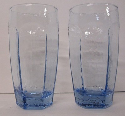 Libbey Chivalry Blue 6 1/8'' Glass Tumblers 16 oz Heavy Bottom 2 pc
