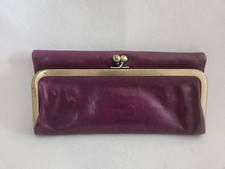 HOBO International Rachel Wallet Trifold Kisslock Plum Wine Leather Clutch BOHO