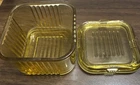Federal Amber Depression Glass Square Covered Refrigerator Dish