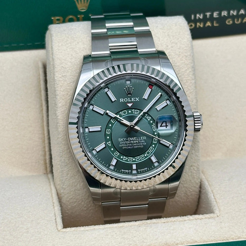 Rolex Sky-Dweller 336934 18K White Gold Steel Mint Dial Watch Fully Stickered - Picture 4 of 8