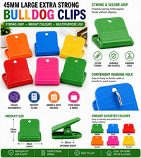 45 mm Bulldog Large Extra Strong Clips Plastic Paper Binder Grip  Receipt Filing