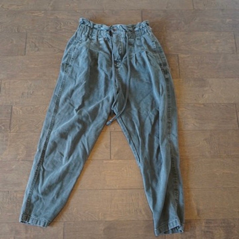 Free People Margate Pleated Drawstring Sugar Kelp Paper Bag Pants SZ Small View 2