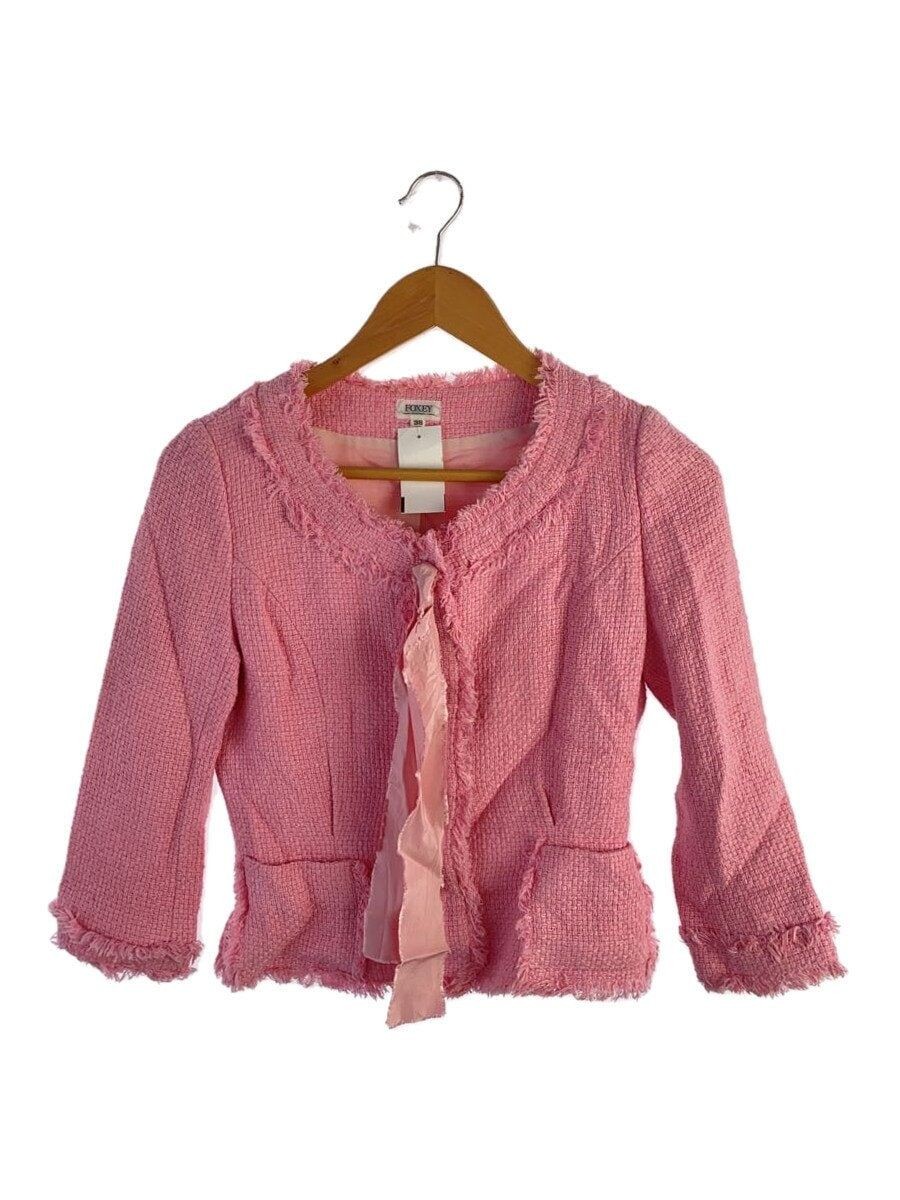 FOXEY BOUTIQUE altra giacca senza colletto 38 tweed rosa 18833 SJAY03 2 usata
