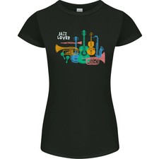 Camiseta de corte pequeño para guitarra de instrumentos musicales Jazz Lover para mujer