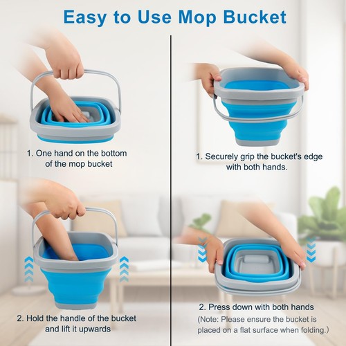 Collapsible Mop Bucket and Ice Bucket-5L(1.3 Gallon) Household Cleaning Silic... - Picture 3 of 6