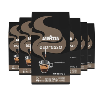 100% Arabica Espresso Ground Coffee, Medium Roast, 20 Oz (Pack of 6)