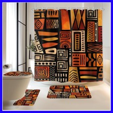 4PCS African Afro American Africa Shower Curtain Set Bathroom Set with Rugs ...