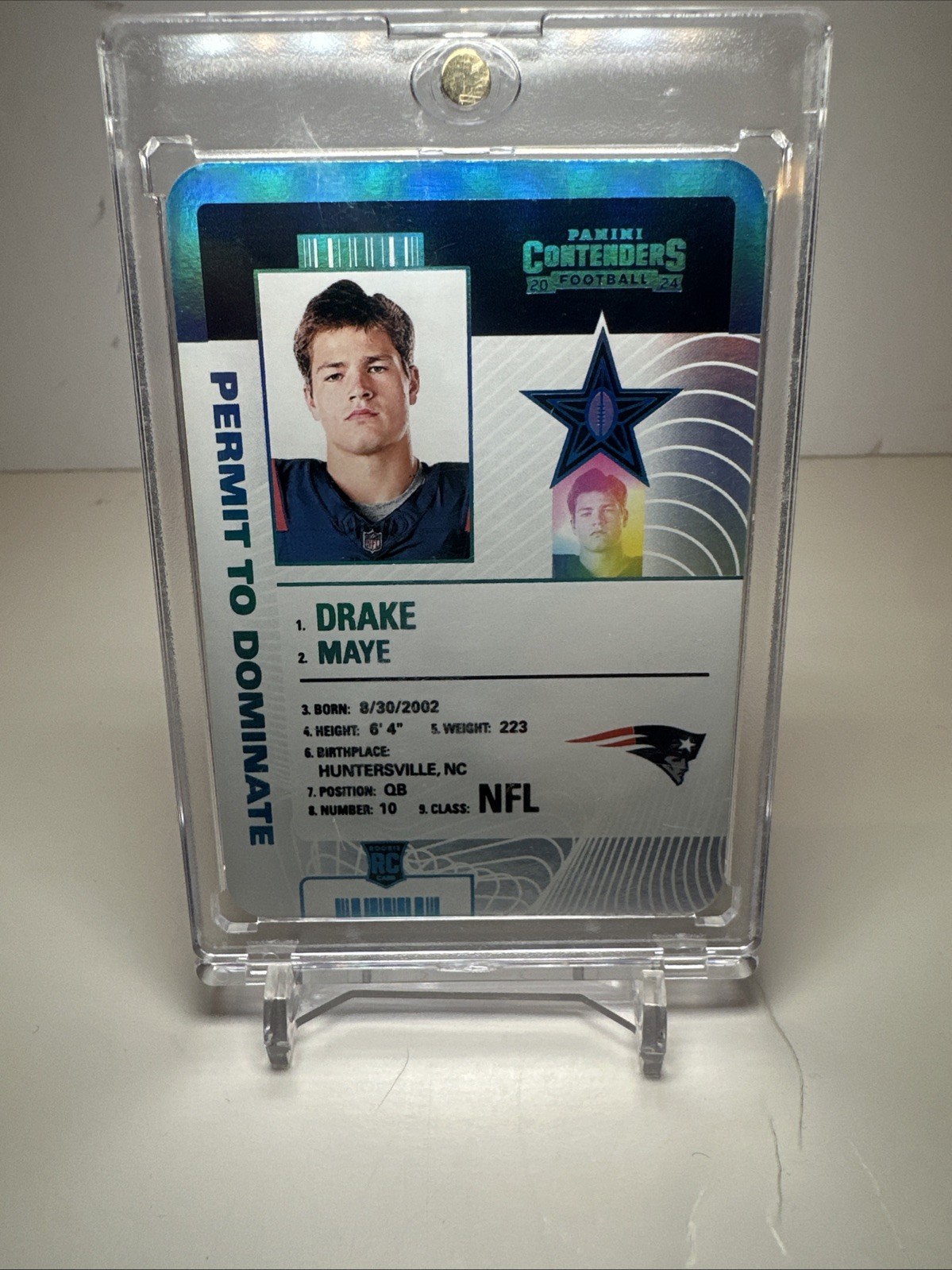 2024 Panini Contenders Drake Maye Permit to Dominate RC #2 Case Hit SSP Rookie