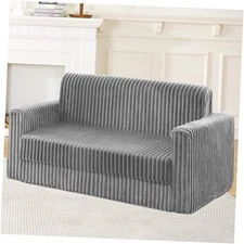  Folding Sofa Bed, 2 in 1 Convertible Sleeper Chair with Full Light Grey