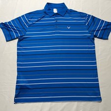 Callaway Opti Dri Blue Striped Short Sleeve Golf Polo Shirt Men  s Size Large