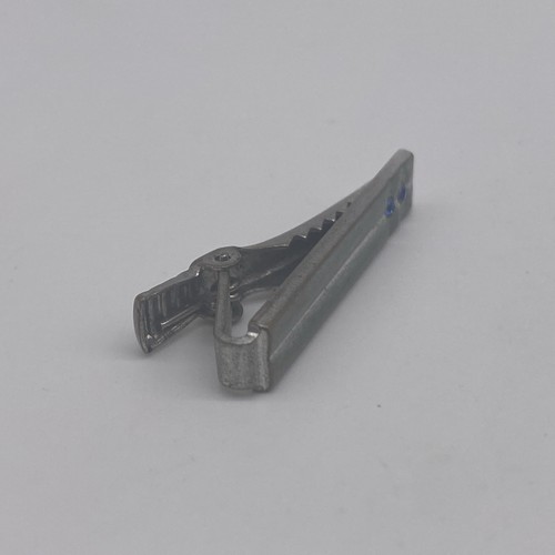Vintage Silver Tone Blue Stone Mens Tie Clip Bar - Picture 3 of 4