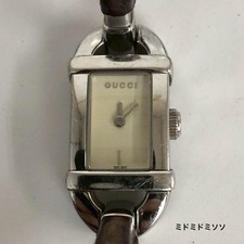 GUCCI Ladies Wristwatch Quartz Leather Silver Vintage From Japan