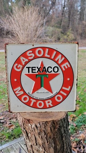 Texaco Gasoline Motor Oil Vintage Retro Advertising Embossed Metal Sign