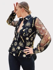 Official Hambly Shirt Womens 3X Black Fairytale Graphic Boho Whimsigoth Top