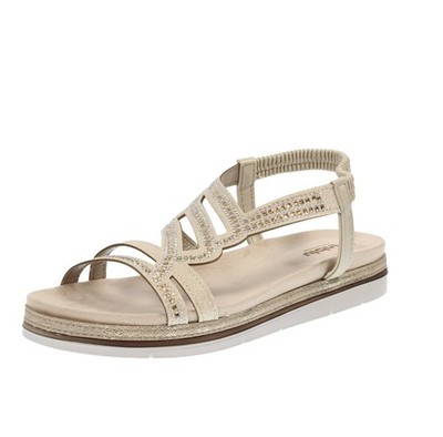 Inblu Sandalen mit Plaetau Platin - Damen Schuhe Sandalen Keilabsatz und Plateau