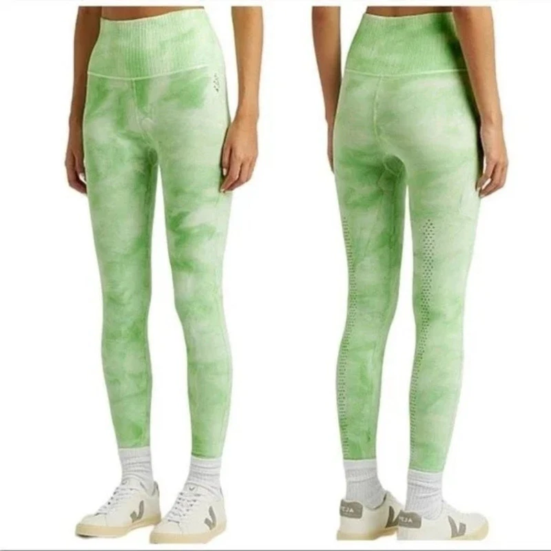 free-people-movement good karma tie-dye electric pistachio leggings