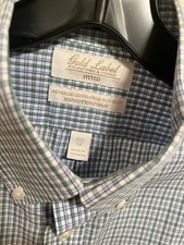 Roundtree  Yorke Gold Label-Fitted L/S Shirt-Size: 15.5  /34  Gimgham Checkered