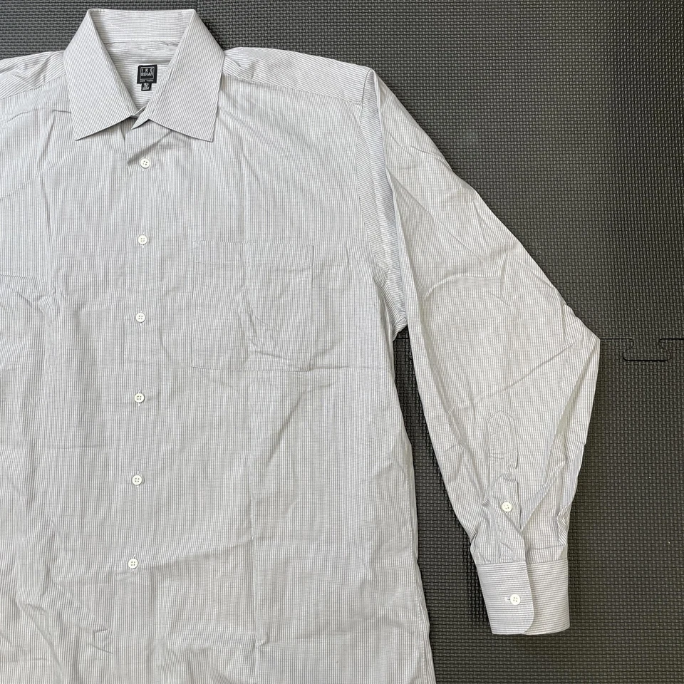 Camisa Ike Behar Para Hombres 16.5 35 Gris Cuadros Abotonada Manga Larga Vestido Clásico Foto 3 de 4