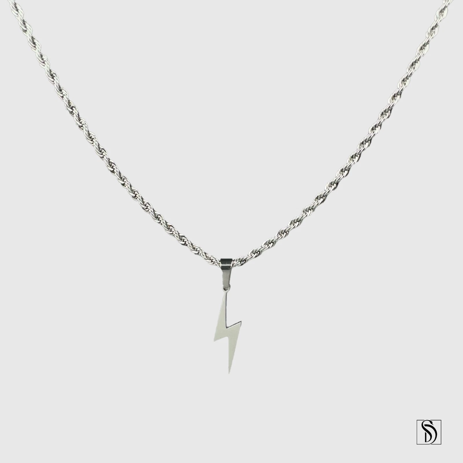 Collier pendentif Lightning argent, Premium acier inoxydable 18K petit charme