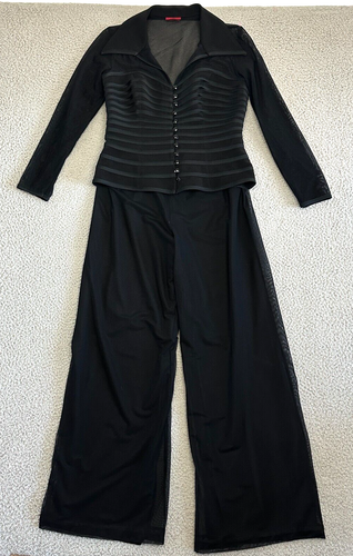 Tadashi /JS collections Corset Top Pants Sz 8 Palazzo Sheer Black Canada Made