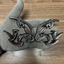 Cougar Panther Badges Emblem Red Eye Premium Mirror Silver, Leopard Fender Angry