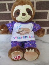 Build a Bear Brown W Sloth 16" Plush Stuffed - Rainbow Sloth Pajamas Tags New