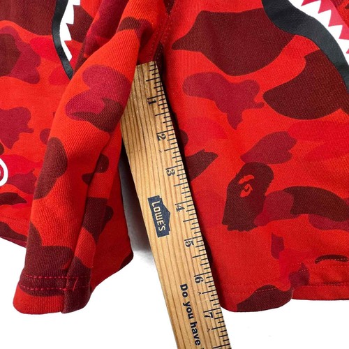 BAPE ABC Camo WGM Print Shark Sweatshorts Red Kids Size XL - Picture 10 of 10