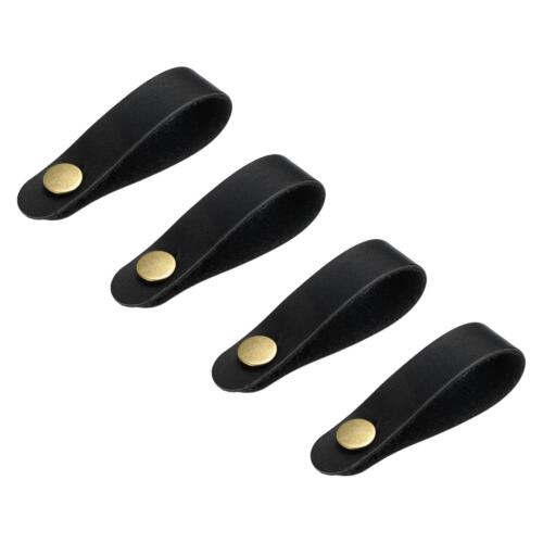 Guitar Headstock Straps, Leather Neck Straps Tie Black for Guitar, Pack of 4 - Picture 1 of 6