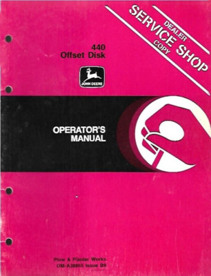 John Deere 440 Offset Disk Operator's Manual OM-A38865