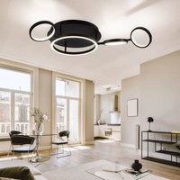 Deckenleuchte Deckenlampe Esszimmerlampe Ringform Schwarz Beweglich Led L 79 Cm
