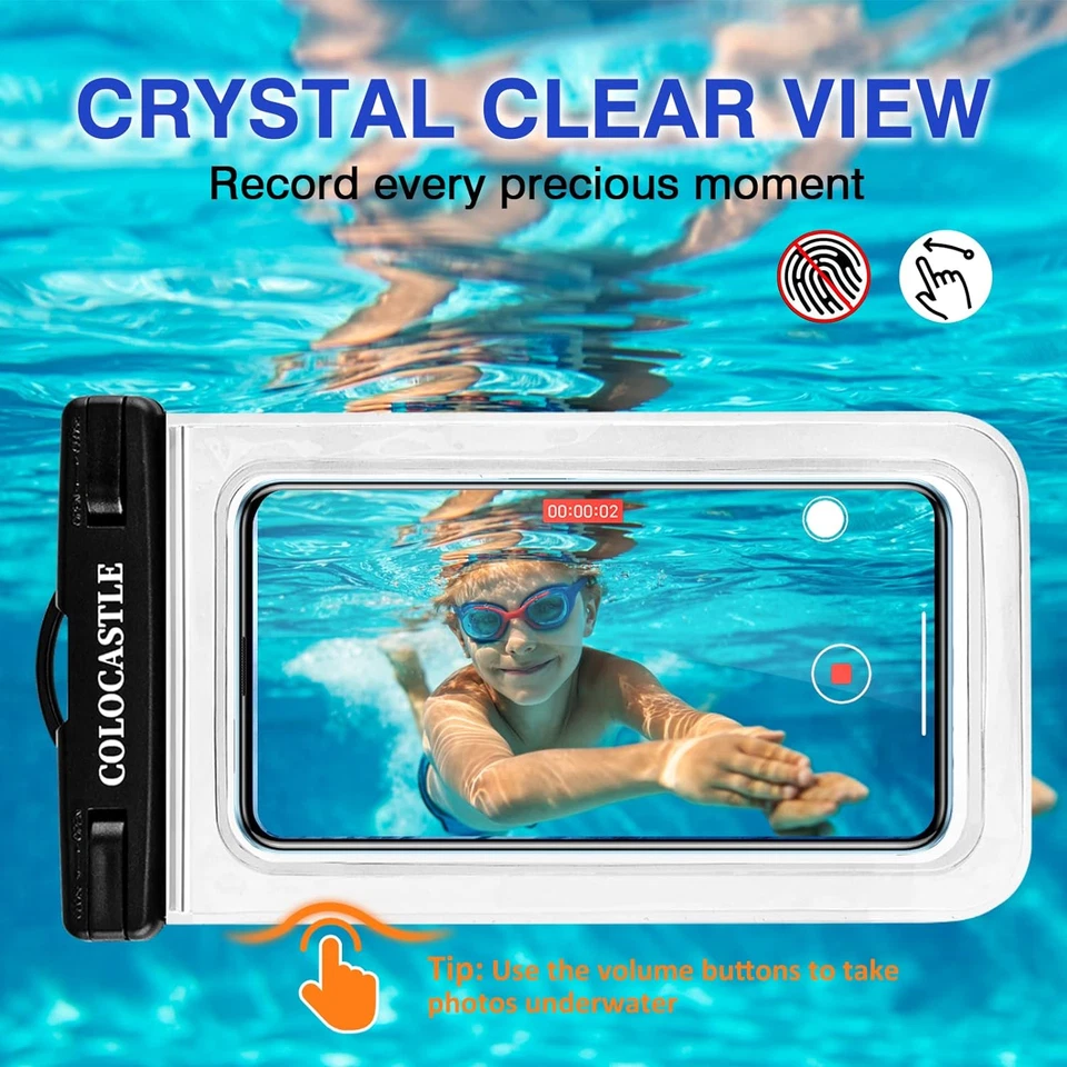 Custodia Impermeabile Smartphone, 2 Pezzi IPX8 Cover Cellulare Sacca Mare Subacq - Immagine 4 di 4