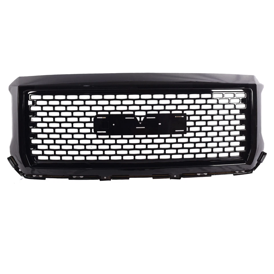 Fit GMC Sierra 1500 2014-2015 Denali Front Bumper Grille/Lower Plate Gloss Black - Изображение 3 из 4