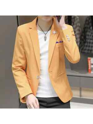 Smoking Jacke Herren Elegant Slim Fit Knöpfe Mode Gelb Herren 071705