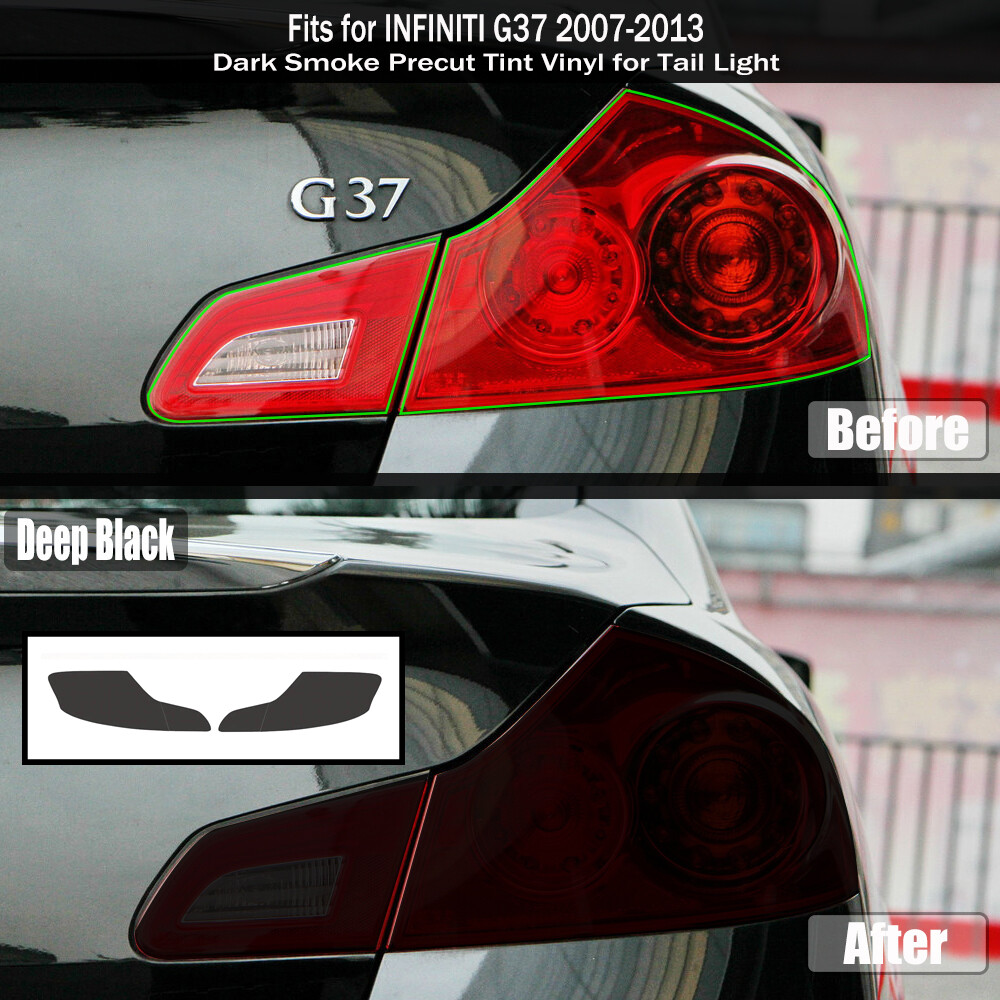 For INFINITI G37 2007-2013 Smoke Black Tail Light Precut Tint Cover ...