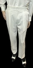 Men's White Pleated Tuxedo Pants-Adjustable Waist Easter Church Easy Care