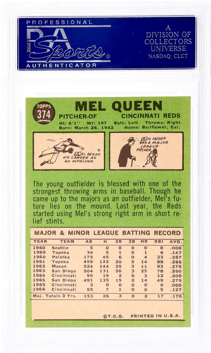 1967 Topps Mel Queen Corrected #374B PSA 6 | eBay