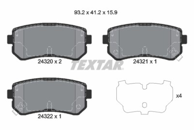 TEXTAR 2432001 Bremsbelagsatz, Scheibenbremse für DODGE,HYUNDAI,HYUNDAI (BEIJING