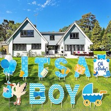 Large Baby Shower Yard Sign It  s a Boy Blue Signs with Stakes 16