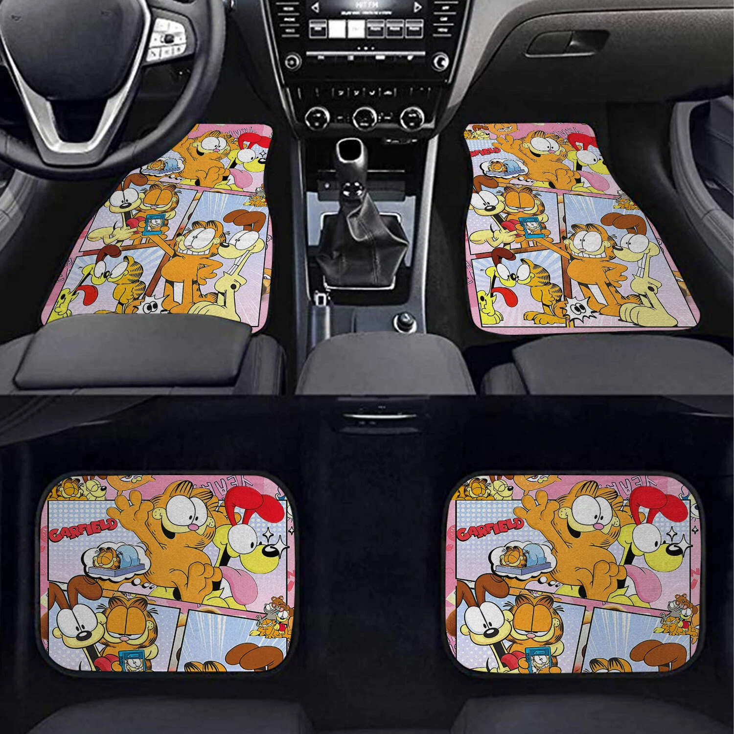 Garfield Car Floor Mats 4PCS Universal Fit Cartoon Auto Interior Set
