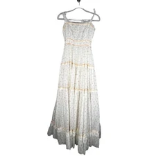 Vintage Gunne Sax Floral Prairie Maxi Sun Dress Lace Size Junior 9 Cottagecore