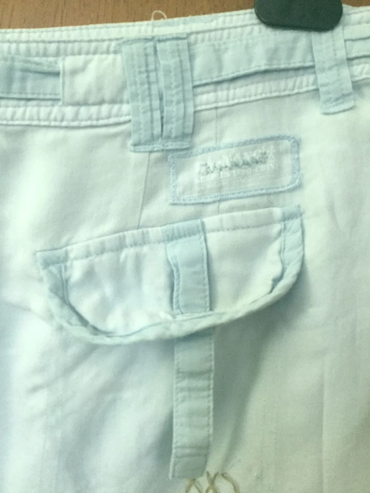 DA-NANG RARO CARGO BERMUDAS LAVABLES 100% SEDA AZUL CIELO PANTALONES CORTOS EN GRANDE Foto 4 de 4