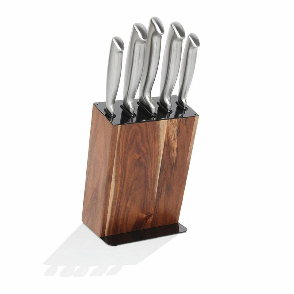 NEW STANLEY ROGERS BLACK ACACIA 6 PIECE KNIFE BLOCK SET Chefs Knives Knife