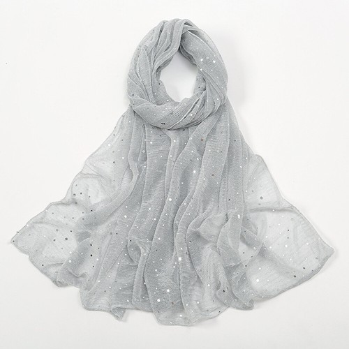 Glitter Sequins Headscarf Shimmer Wrinkle Scarf Shawls Thin Muslim Hijab Wraps - Picture 16 of 25