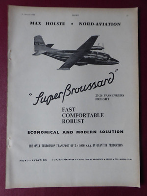 8/1961 PUB MAX HOLSTE NORD AVIATION SUPER BROUSSARD ORIGINAL AD