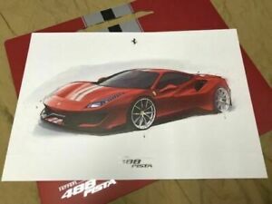 Genuine Ferrari 4 Pista Lithograph Design Sketch No Brochure Prospekt Ebay