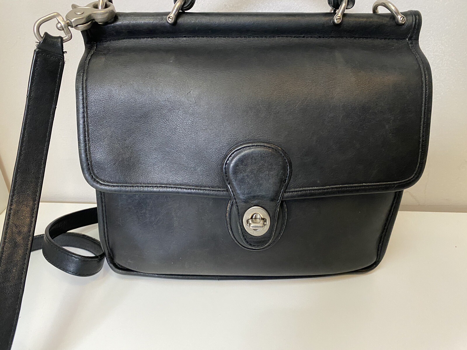 VINTAGE Coach Willis  Legacy Bag 9927 Black Leather Nickel Hardware image 2