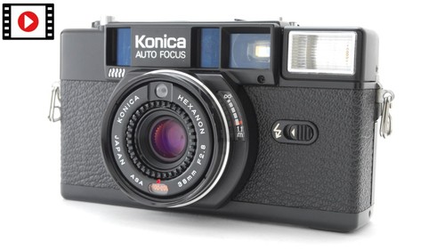 Video【Near MINT】Konica C35 AF2 Black Ponit & Shoot 35mm Film Camera From JAPAN
