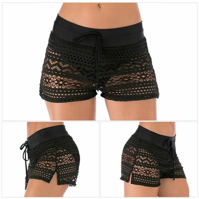 Women Ladies High Waist Swim Shorts 
